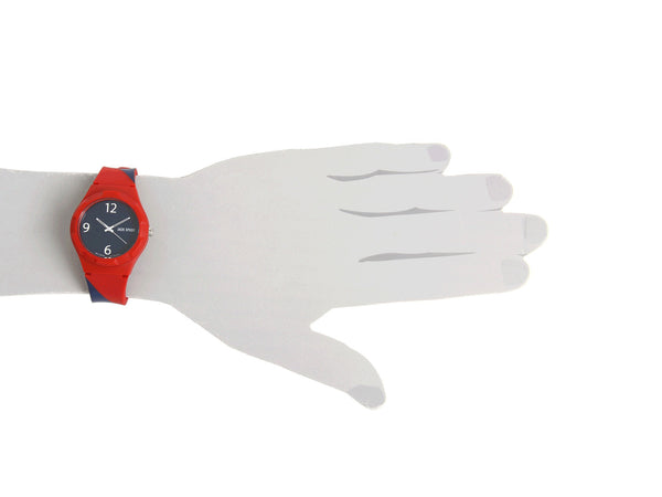 Red Navy Rubber Repp Stripe with Solid Navy Face